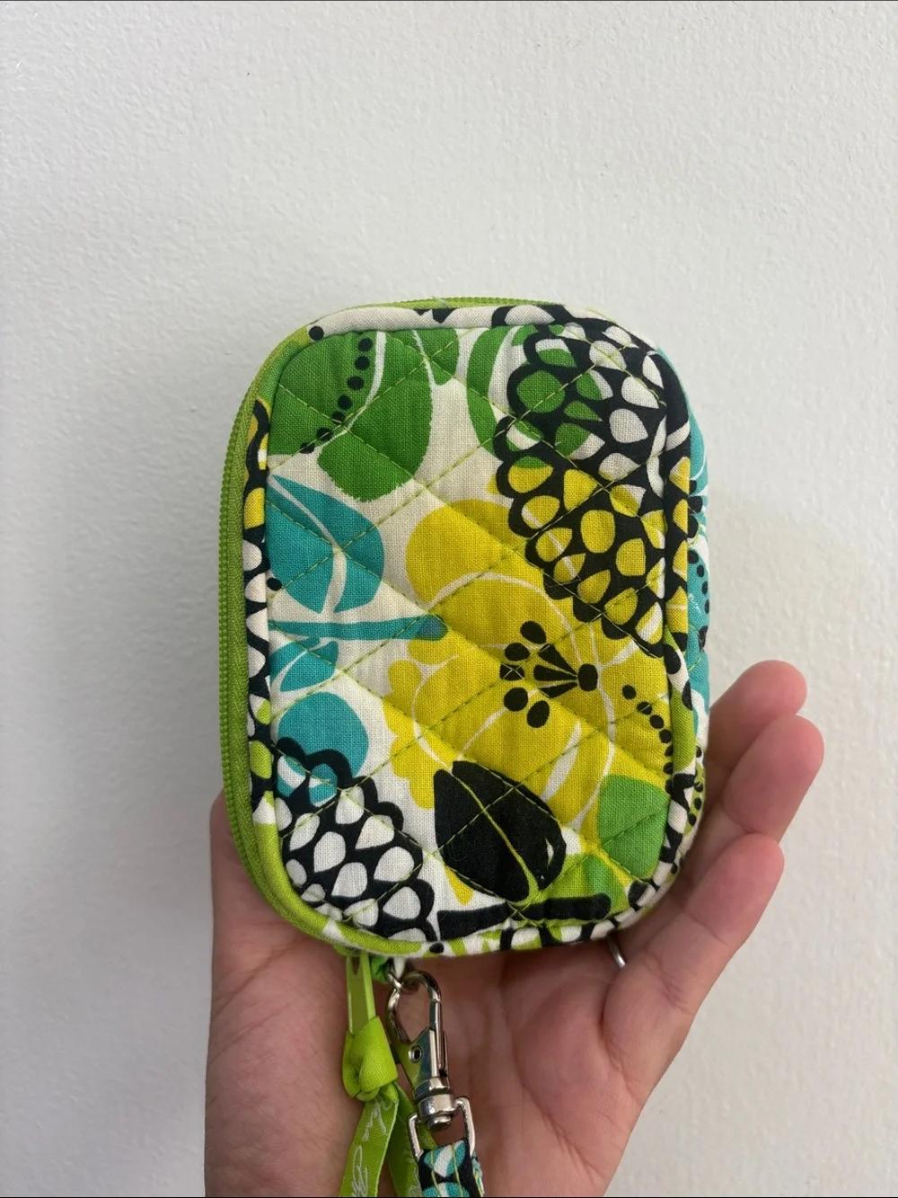 Vera Bradley Green Teal Floral Quilted Wristlet Set with Coin Pouch